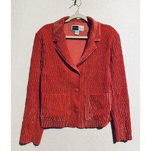 Rhonda Stark Blazer Womens XL Pink Crushed Velvet Southwestern Plush Romantic